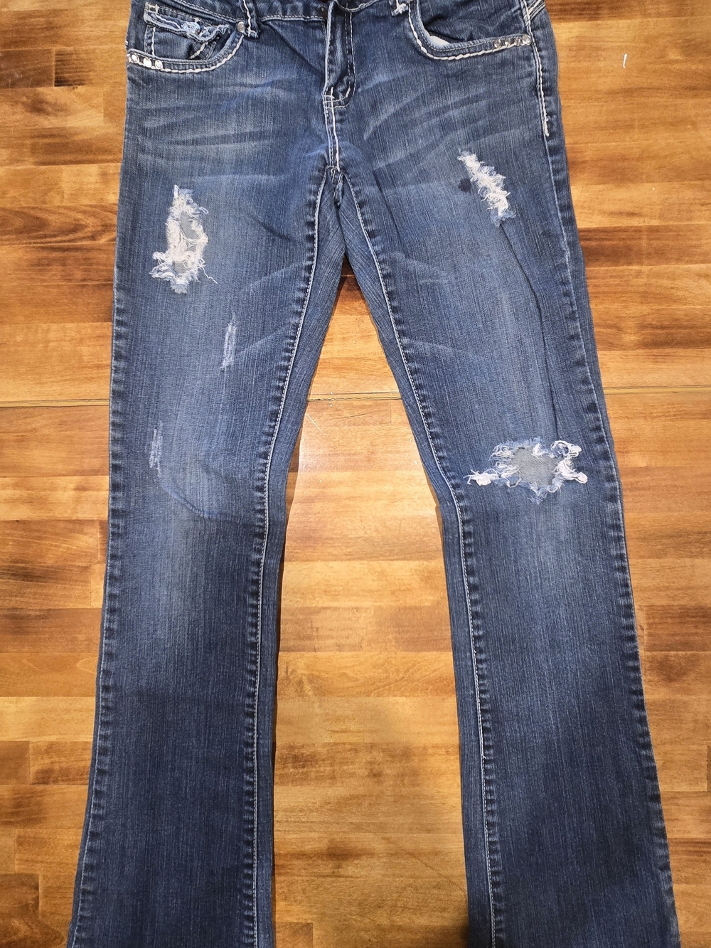 Distressed Blue Women's Liuce's Jeans - Classic Slim Bootcut